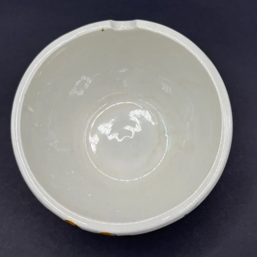 Vtg Italian Apple Shaped Covered Bowl & Saucer Hand Painted Mid-Century